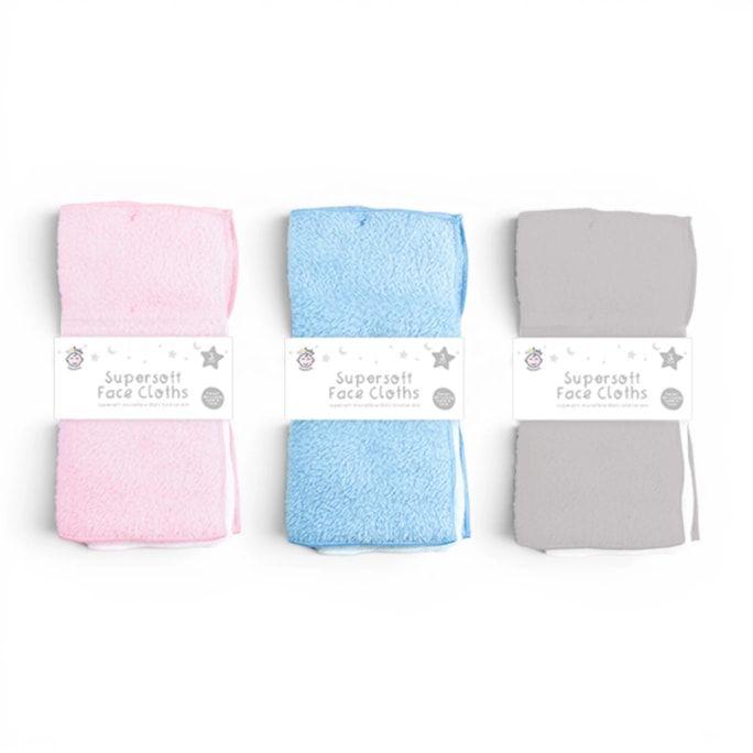 Wholesale Supersoft Microfibre Baby Face Towel - 3 Pack | Wholesale Direct