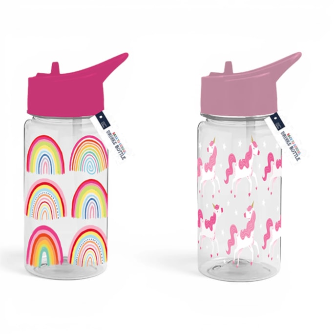 Wholesale Girls Printed Bottle With Straw 400ml | Wholesale Direct