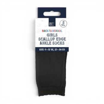 Wholesale Girls Scallop Edge Ankle Socks 5 Pack 4 Assorted Sizes | Wholesale Direct