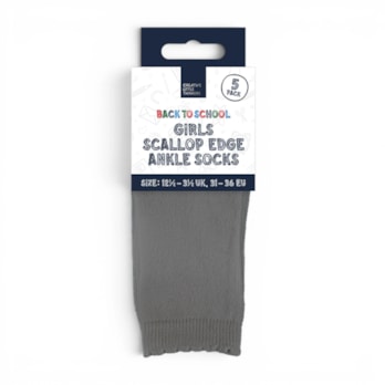 Wholesale Girls Scallop Edge Ankle Socks 5 Pack 4 Assorted Sizes | Wholesale Direct