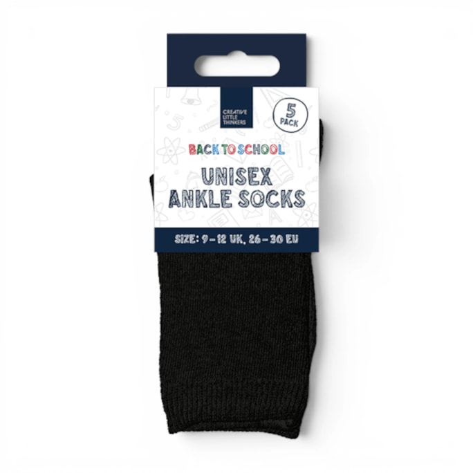 Wholesale Unisex Ankle Socks 5 Pack 4 Assorted Sizes | Wholesale Direct