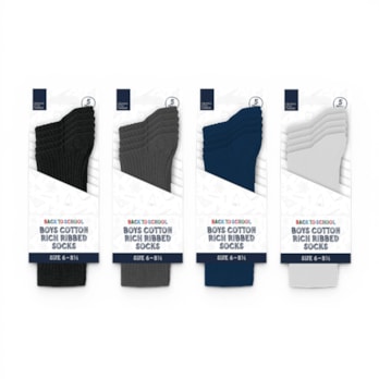 Wholesale Boys Cotton Rich Ribbed Socks 5 Pack 4 Assorted sizes | Wholesale Direct Wholesale Boys Cotton Rich Ribbed Socks 5 Pack 4 Assorted sizes | Wholesale Direct