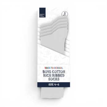 Wholesale Boys Cotton Rich Ribbed Socks 5 Pack 4 Assorted sizes | Wholesale Direct