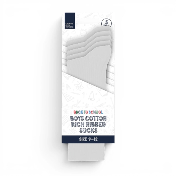 Wholesale Boys Cotton Rich Ribbed Socks 5 Pack 4 Assorted sizes | Wholesale Direct