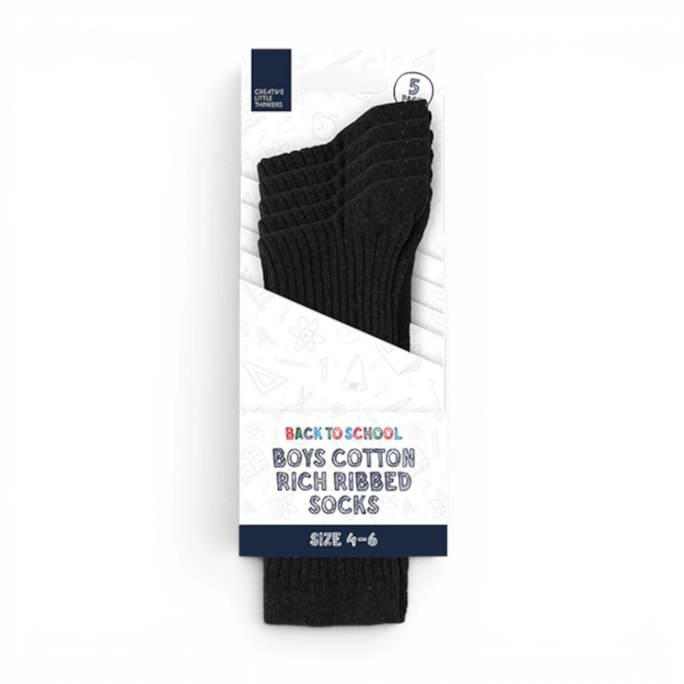 Wholesale Boys Cotton Rich Ribbed Socks 5 Pack 4 Assorted sizes | Wholesale Direct Wholesale Boys Cotton Rich Ribbed Socks 5 Pack 4 Assorted sizes | Wholesale Direct