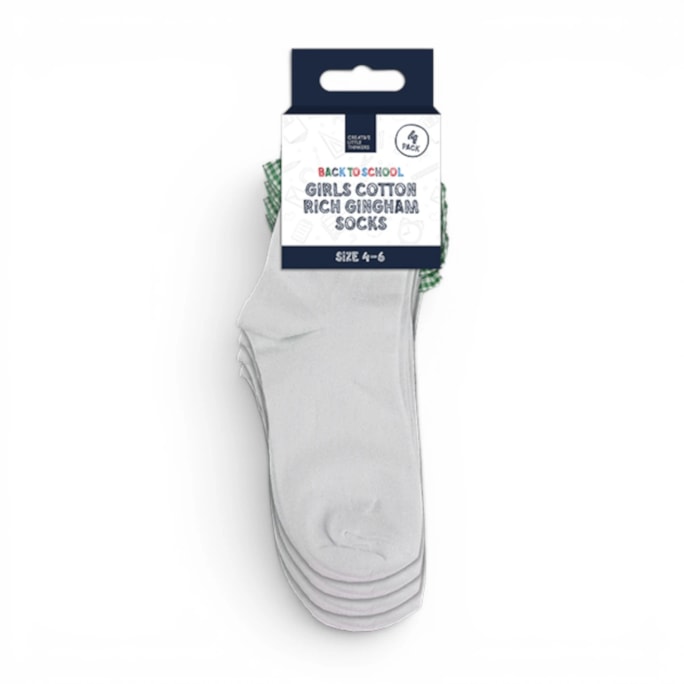 Wholesale Girls Cotton Rich Gingham Socks 4 Pack 4 Assorted sizes | Wholesale Direct Wholesale Girls Cotton Rich Gingham Socks 4 Pack 4 Assorted sizes | Wholesale Direct