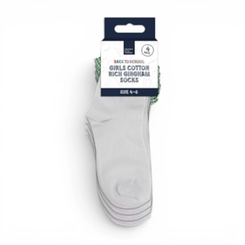 Wholesale Girls Cotton Rich Gingham Socks 4 Pack 4 Assorted sizes | Wholesale Direct