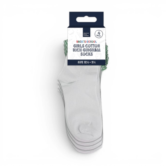 Wholesale Girls Cotton Rich Gingham Socks 4 Pack 4 Assorted sizes | Wholesale Direct Wholesale Girls Cotton Rich Gingham Socks 4 Pack 4 Assorted sizes | Wholesale Direct
