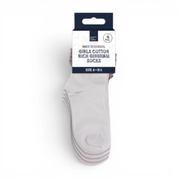 Wholesale Girls Cotton Rich Gingham Socks 4 Pack 4 Assorted sizes | Wholesale Direct
