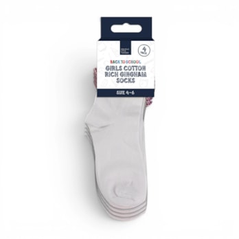 Wholesale Girls Cotton Rich Gingham Socks 4 Pack 4 Assorted sizes | Wholesale Direct