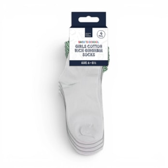 Wholesale Girls Cotton Rich Gingham Socks 4 Pack 4 Assorted sizes | Wholesale Direct