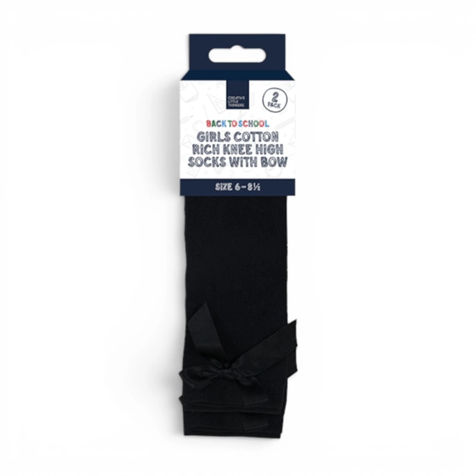Wholesale Girls Cotton Rich Knee Socks with Bow 2 Pack 4 Assorted sizes | Wholesale Direct Wholesale Girls Cotton Rich Knee Socks with Bow 2 Pack 4 Assorted sizes | Wholesale Direct