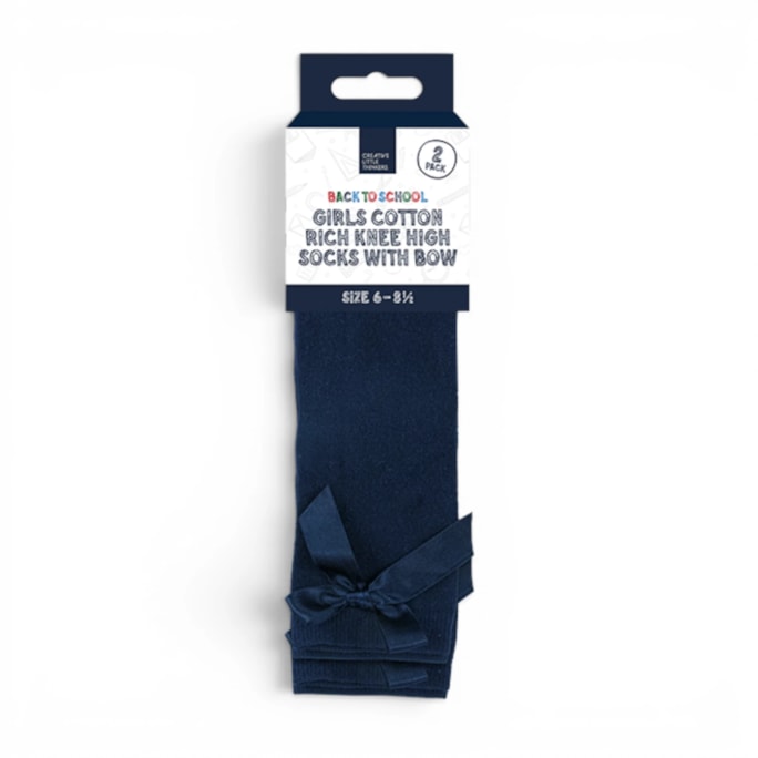 Wholesale Girls Cotton Rich Knee Socks with Bow 2 Pack 4 Assorted sizes | Wholesale Direct Wholesale Girls Cotton Rich Knee Socks with Bow 2 Pack 4 Assorted sizes | Wholesale Direct