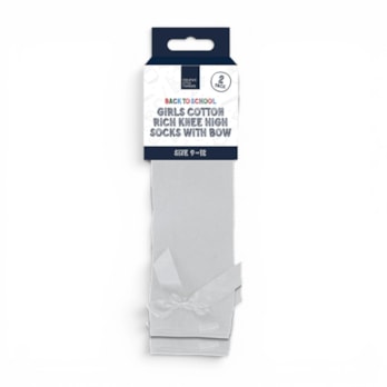 Wholesale Girls Cotton Rich Knee Socks with Bow 2 Pack 4 Assorted sizes | Wholesale Direct Wholesale Girls Cotton Rich Knee Socks with Bow 2 Pack 4 Assorted sizes | Wholesale Direct
