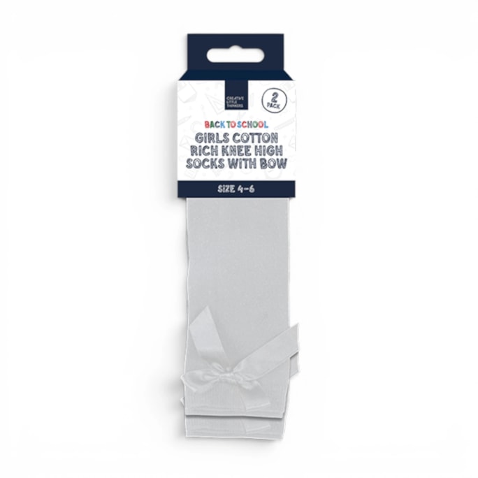 Wholesale Girls Cotton Rich Knee Socks with Bow 2 Pack 4 Assorted sizes | Wholesale Direct Wholesale Girls Cotton Rich Knee Socks with Bow 2 Pack 4 Assorted sizes | Wholesale Direct