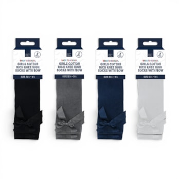 Wholesale Girls Cotton Rich Knee Socks with Bow 2 Pack 4 Assorted sizes | Wholesale Direct Wholesale Girls Cotton Rich Knee Socks with Bow 2 Pack 4 Assorted sizes | Wholesale Direct