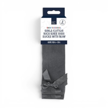 Wholesale Girls Cotton Rich Knee Socks with Bow 2 Pack 4 Assorted sizes | Wholesale Direct