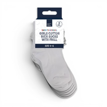 Wholesale Girls Cotton Rich Socks with Frill 5 Pack 4 Assorted sizes | Wholesale Direct Wholesale Girls Cotton Rich Socks with Frill 5 Pack 4 Assorted sizes | Wholesale Direct