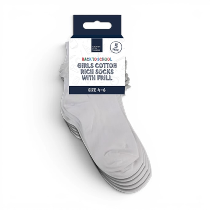 Wholesale Girls Cotton Rich Socks with Frill 5 Pack 4 Assorted sizes | Wholesale Direct Wholesale Girls Cotton Rich Socks with Frill 5 Pack 4 Assorted sizes | Wholesale Direct