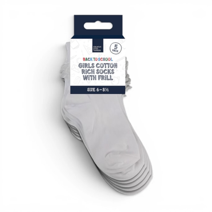 Wholesale Girls Cotton Rich Socks with Frill 5 Pack 4 Assorted sizes | Wholesale Direct Wholesale Girls Cotton Rich Socks with Frill 5 Pack 4 Assorted sizes | Wholesale Direct