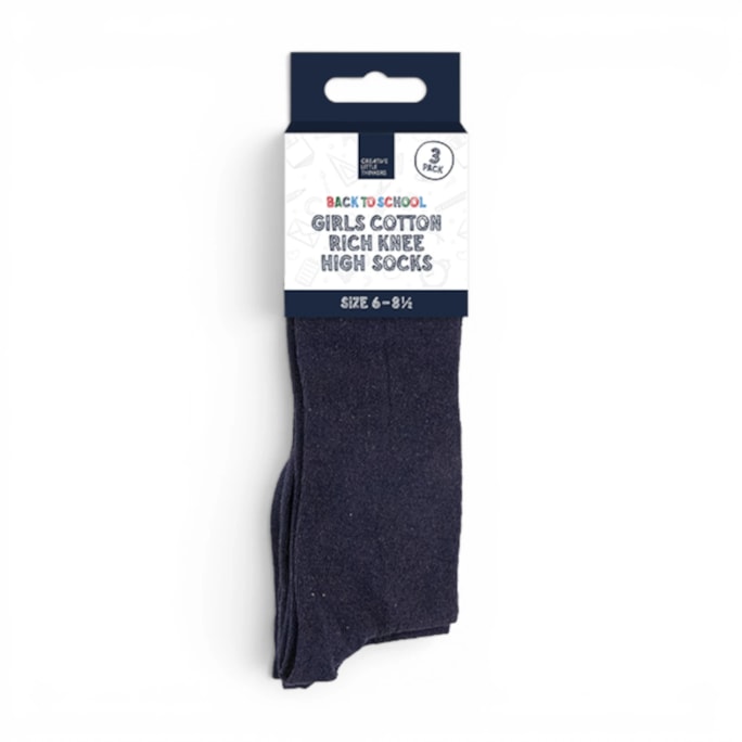 Wholesale Girls Cotton Rich Knee High Socks 3 Pack 4 Assorted sizes | Wholesale Direct Wholesale Girls Cotton Rich Knee High Socks 3 Pack 4 Assorted sizes | Wholesale Direct