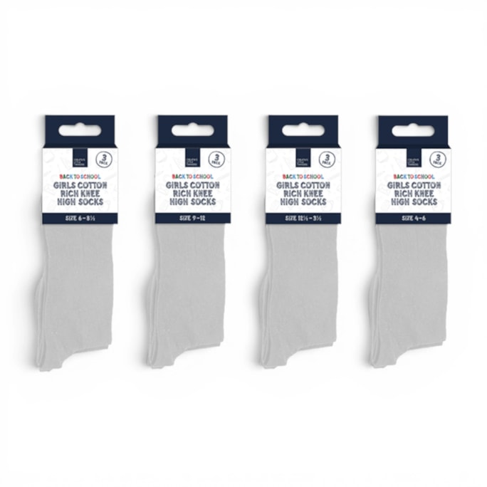 Wholesale Girls Cotton Rich Knee High Socks 3 Pack 4 Assorted sizes | Wholesale Direct Wholesale Girls Cotton Rich Knee High Socks 3 Pack 4 Assorted sizes | Wholesale Direct