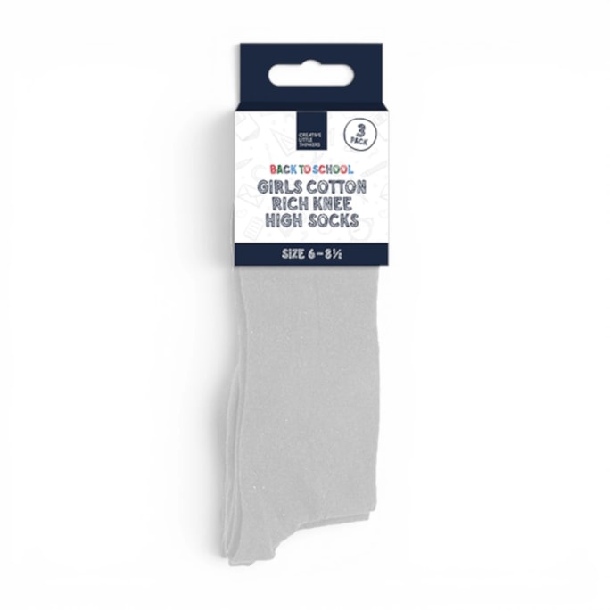 Wholesale Girls Cotton Rich Knee High Socks 3 Pack 4 Assorted sizes | Wholesale Direct