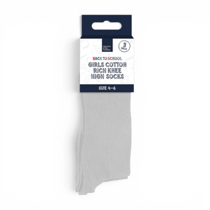 Wholesale Girls Cotton Rich Knee High Socks 3 Pack 4 Assorted sizes | Wholesale Direct
