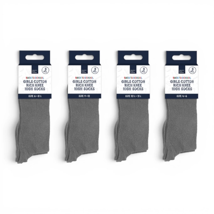 Wholesale Girls Cotton Rich Knee High Socks 3 Pack 4 Assorted sizes | Wholesale Direct Wholesale Girls Cotton Rich Knee High Socks 3 Pack 4 Assorted sizes | Wholesale Direct