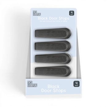 Wholesale Black Door Stops 4pk CDU | Wholesale Direct