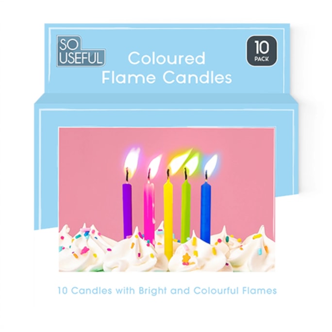Wholesale Coloured Flame Party Candles 10pk CDU | Wholesale Direct