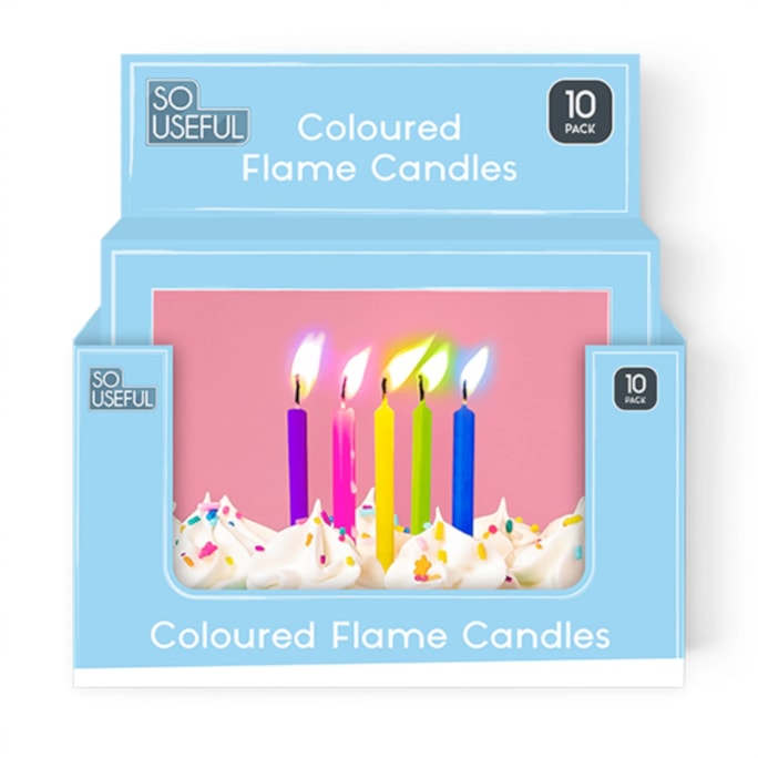 Wholesale Coloured Flame Party Candles 10pk CDU | Wholesale Direct