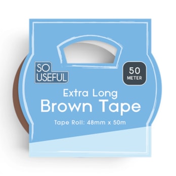 Wholesale Extra Long Brown Tape 50M CDU | Wholesale Direct