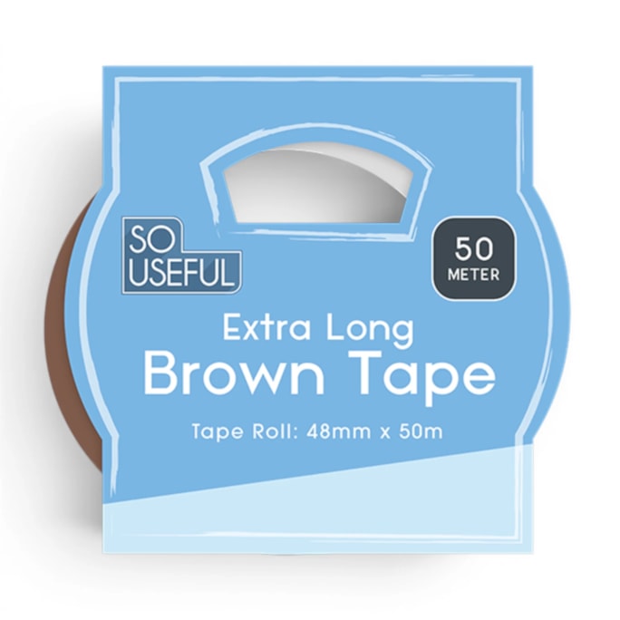 Wholesale Extra Long Brown Tape 50M CDU | Wholesale Direct