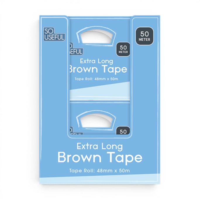 Wholesale Extra Long Brown Tape 50M CDU | Wholesale Direct