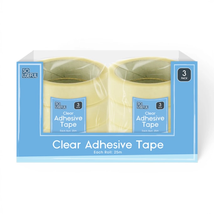 Wholesale Clear Adhesive Tape 3pk 25M CDU | Wholesale Direct Wholesale Clear Adhesive Tape 3pk 25M CDU | Wholesale Direct