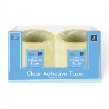 Wholesale Clear Adhesive Tape 3pk 25M CDU | Wholesale Direct