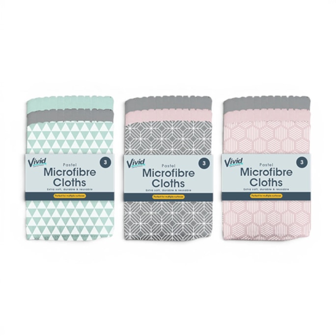 Wholesale Pastel Microfibre Cloths - 3 Pack | Wholesale Direct Wholesale Pastel Microfibre Cloths - 3 Pack | Wholesale Direct