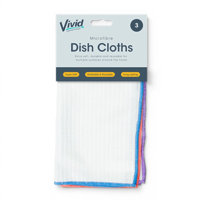 Wholesale Microfibre Dish Cloths 3pk | Wholesale Direct