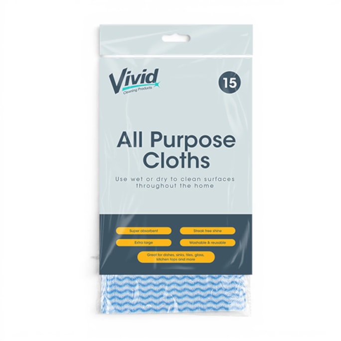 Wholesale Multi Purpose Cloths 15pk | Wholesale Direct