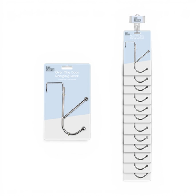 Wholesale Over The Door Chrome Hook With Clip Strip | Wholesale Direct