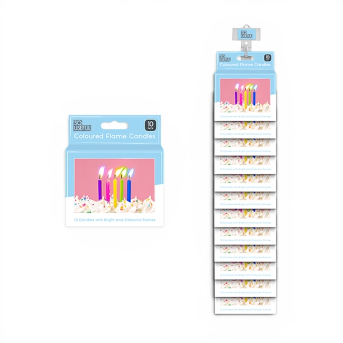 Wholesale Coloured Flame Party Candles 10pk With Clip Strip | Wholesale Direct Wholesale Coloured Flame Party Candles 10pk With Clip Strip | Wholesale Direct