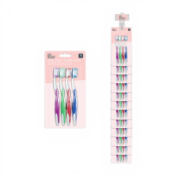 Wholesale Toothbrushes 4pk With Clip Strip | Wholesale Direct