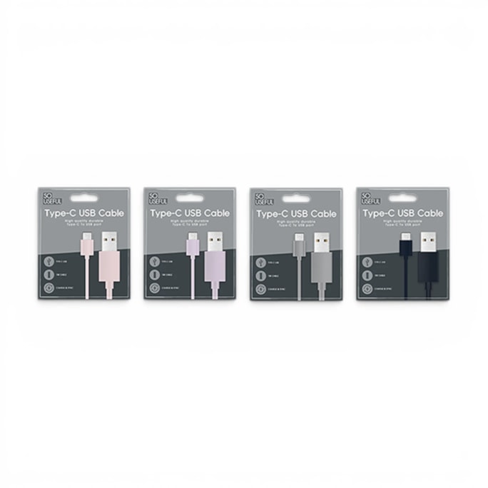 Wholesale Type-C USB Cable 1m Coloured With Clip Strip | Wholesale Direct