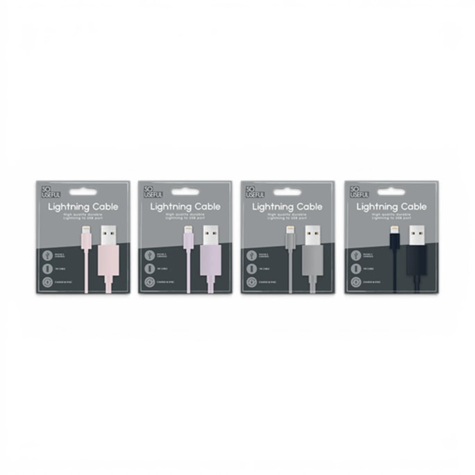 Wholesale Lightning to USB Coloured Cable 1m With Clip Strip | Wholesale Direct
