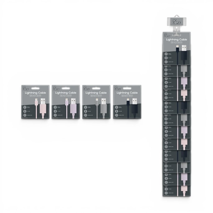 Wholesale Lightning to USB Coloured Cable 1m With Clip Strip | Wholesale Direct