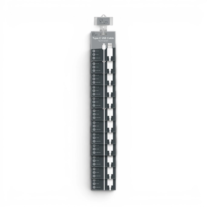 Wholesale Type-C to USB White Cable 1m With Clip Strip | Wholesale Direct