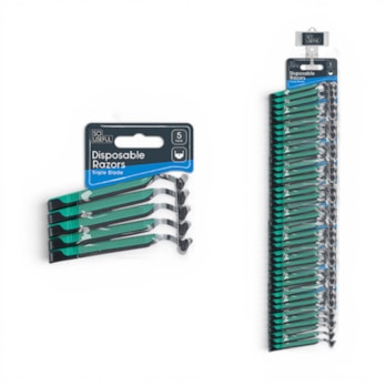 Wholesale Mens Disposable 2 Blade Razor 5pk With Clip Strip | Wholesale Direct