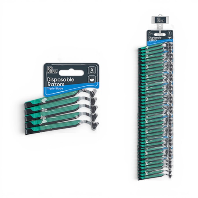 Wholesale Mens Disposable 2 Blade Razor 5pk With Clip Strip | Wholesale Direct