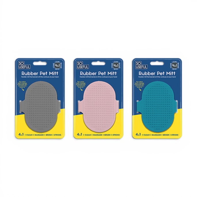 Wholesale 4-in-1 Rubber Pet Mitt With Clip Strip | Wholesale Direct